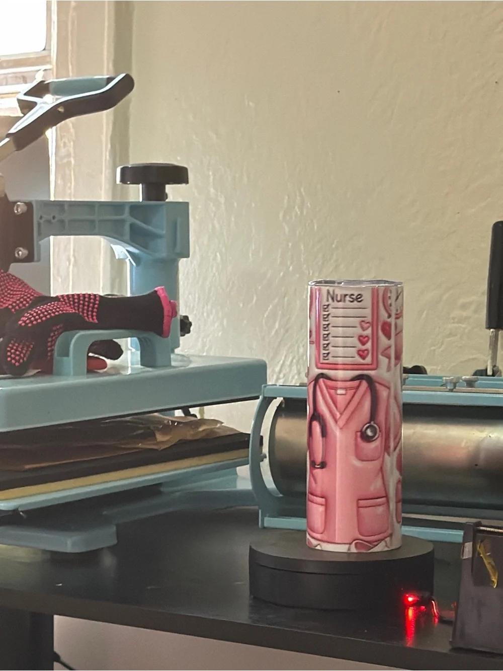 Pink Nurse-Themed Travel Tumbler — Nurse Gift